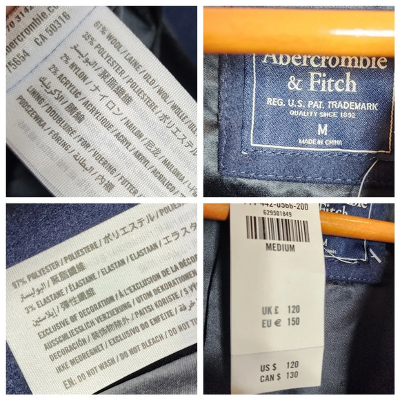 Abercrombie & Fitch Navy Wool Coat - Picture 5 of 16